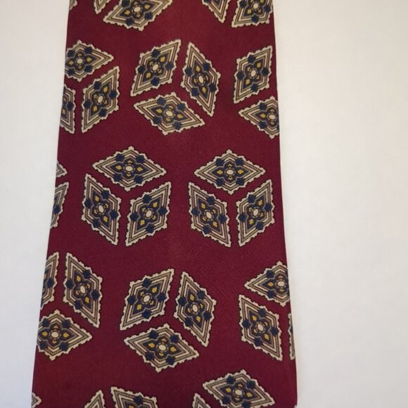 Christian Dior Monsieur Men's 100% Silk Necktie. Luxury Geometric Burgundy, Blue - Picture 3 of 7